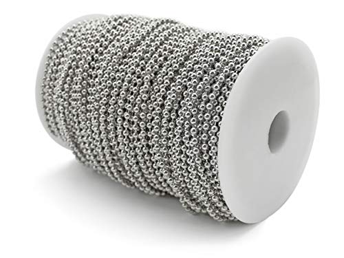 CleverDelights 3.2mm (1/8") Ball Chain - Platinum Silver Color - 330 Feet
