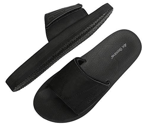 Arrigo Bello Mens Slides Sandals Slip On Adjustable Comfortable Athletic Anti-Slip Slides For Indoor Outdoor(Black, Size_10) #TOP2