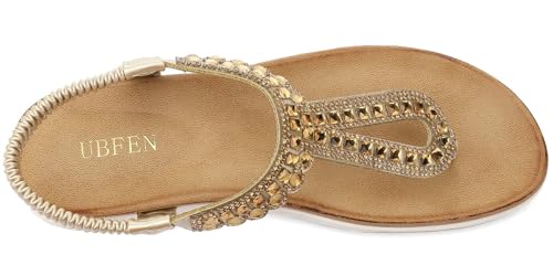 Image of UBFEN Womens Flat Sandals Dress Braided T-Strap Thong Sandals with Arch Support Comfortable for Walking