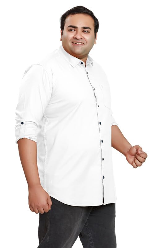 Image of BE ACTIVE Plus Size Lycra Cotton Satin for Men Shirts|| All Plus Size Men|| Cotton Stylish Full Sleeves Shirt for Men