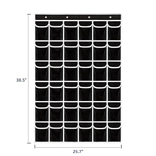 Anstrout Classroom Pocket Chart For Cell Phones,36 Clear Pocket Chart For Calculator Holder With Number Sticker Classroom Hanging Cell Phones Organizer (Black) #TOP1