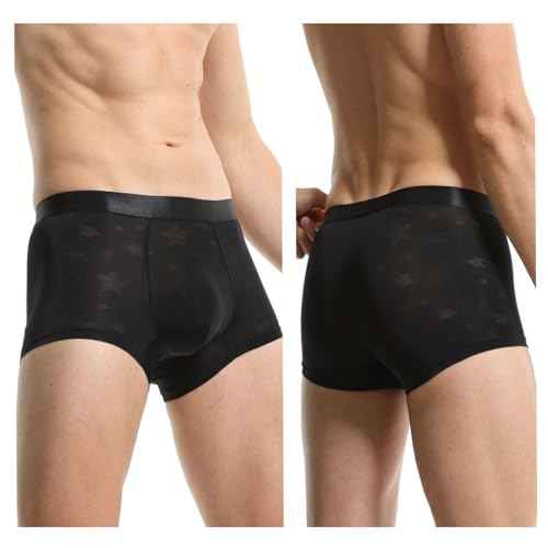 Men's Boxer Briefs Underwear Ice Silk See Through Ultra Thin Bulge Pouch Boxer Briefs2