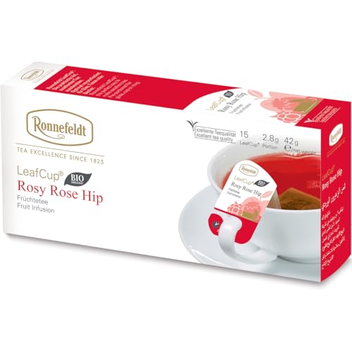 Ronnefeldt LeafCup Rosy Rose Hip Chai – Loose Leaf Red Herbal Tea with Rosehip, Hibiscus & Rose Petals – Naturally Caffeine-Free – 15 Individually Wrapped Tea Bags