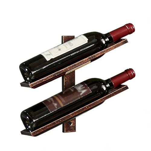 Vttui Estante para Vino de Pared en Hierro, Expositor Creativo Minimalista para Botellas de Vino, Soporte ahorraespacio para Cocina y Bar, Mueble Elegante para Almacenamiento(Size:2 Bottles,Color:B)