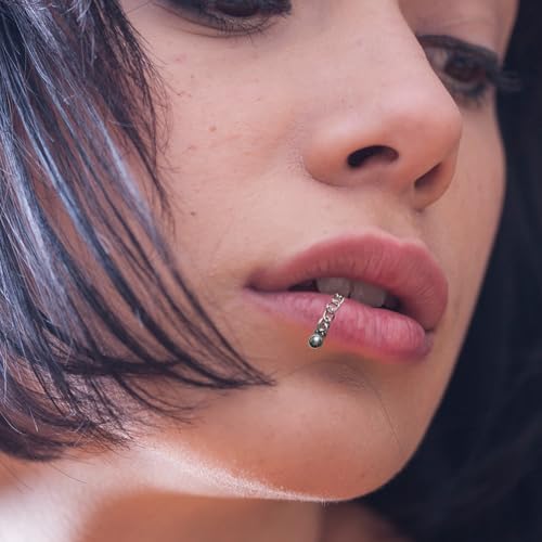 5 Pcs Vertical Labret Lip Piercing Jewelry 316L Stainless Steel 16G Tragus Helix Rook Piercing Jewelry with Chain Cartilage Earrings for Women Men2