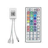 Led Lights 2 Ports 44 Key Remote Control, Dimmer for Led Strip Lights, 4 Pin Output Remote Controller for Led Strips 12-24V DC Led Light Strips