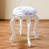 MESCXTY Sillón Victoriano Vintage, otomano Redondo de Cuero con Asiento de Terciopelo, Taburete de Maquillaje, Bonito sillón para baño, Altura de Asiento: 43 cm, Capacidad: 127 kg, Color C