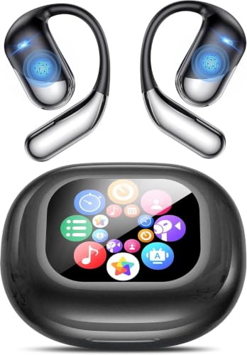 AI Real-Time Translation Earbuds, 198 Languages Two-Way Translator Headphones, Bluetooth 6.1 OWS Open Ear Earphones with LCD Touch Screen, Portable Translator Device for Travel, Meetings & Learning