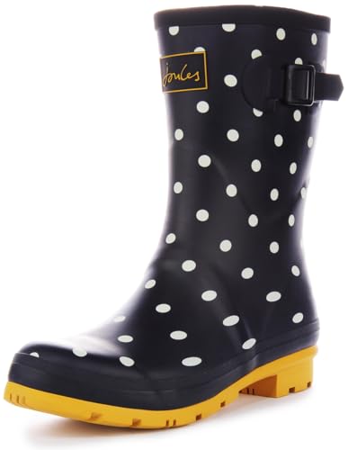 Joules Women's Molly Welly Wellington Boots, French Navy Spot, 4 UK