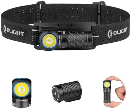 OLIGHT Perun 3 mini Stirnlampe aufladbar, 1250 Lumen, MAX. Laufzeit 10 Tage | 8 Lichtmodi, 140° einstellbare Kopflampe rotlicht mit Magnetfuß und Stirnband für Outdoor, Jagd und No