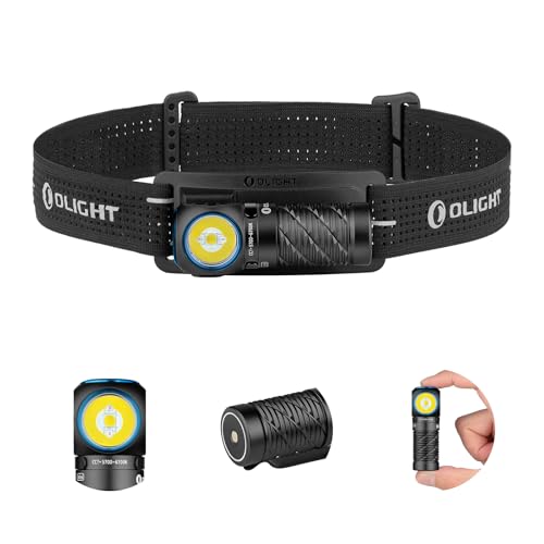 OLIGHT Perun 3 Mini Linterna Frontal LED Recargable de Ángulo Recto Combinando Blanco y Rojo Práctica