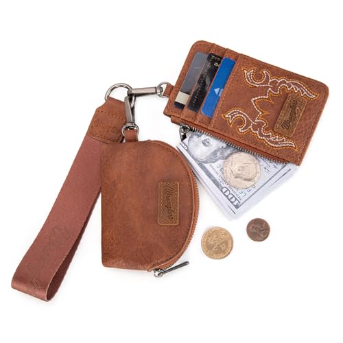 Image of Wrangler Keychain Wristlet Wallets for Women Western Dual Pouch Wristlet Credit Card Holder Wallet