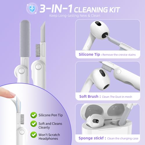 Image of Ekoonpft for AirPods 4 Case 2024, Secure Lock Design Clear Cases for Apple AirPods Pro 4th Generation for Women Girly, Soft Cover with Cleaner,Silicone Wrist Strap,Cute Candy Keychain,Carabiner