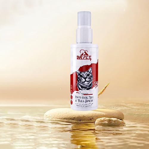 Organic Anti Tick,Lice&Flea Spray For Cat,Kitten|Tick&Flea Repellent Spray For Cats|Help In Ticks,Fleas,Lice&Anti-Itching|Soft&Conditioned Coat-All Cat Breed 100Ml