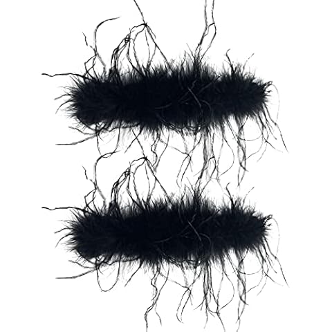 Kaikso-In Elegant Ostrich Feather Wrist Cuffs 2PCS Feather Bracelets Feather Wristband Slap Ostrich Snap Cuff Cuff Bracelet Cover