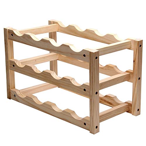 Soporte plegable para vino de madera 12 botellas miniatura 1
