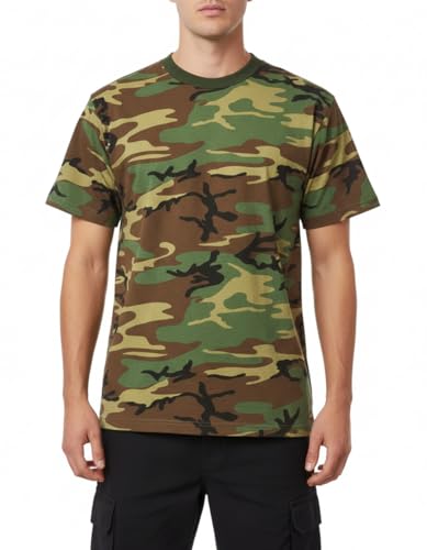 BACKBONE Mens Army Military Training Outdoor Boot Camp Running Short Sleeve Tee T-Shirt Woodland Camo X-Large
