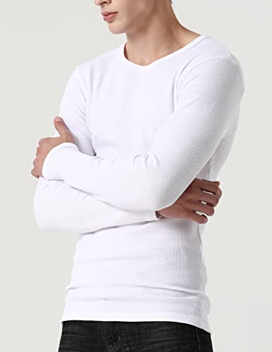 Comfneat Men's 2-Pack Thermal Long Sleeve Undershirt Waffle Knit Soft Comfy Crew Neck Underwear Top Shirts for Men2