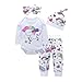 Toddler Baby Girls Boys 4Pcs Clothes Sets for 0-18 Months,Rainbow Horse Cartoon Printed Shirts Pants Hat Hair Strap Outfits (0-6Months, White)
