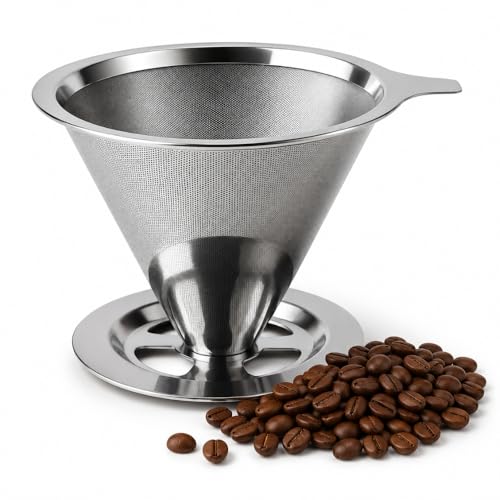 Coador de Café Inox 103 Reutilizável Premium – Filtro Permanente em Aço Inoxidável, Sem Uso de Papel, Econômico, Sustentável e Ecológico, Fácil de Limpar, Durável, Preserva o Sabor e o Aroma do Café