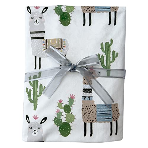 Amrose Ultra Soft Baby Minky Blanket, Lightweight Skin-Friendly Micro Fleece Baby Blanket With Dotted Backing For Boys Girls, Printed Nursery Crib Bed Throw Blanket, 30X40 Inches,Llama Alpaca #TOP6