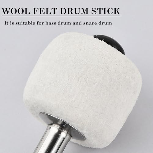 2 baquetas de fieltro para batería, con bolsa de transporte y cuerda antideslizante, accesorios para instrumentos de percusión (blanco) miniatura 4