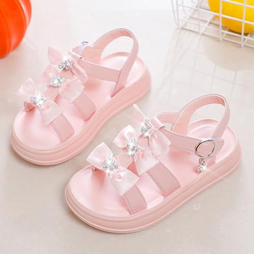 IWIHMIV Girls Sandals Open Toe Cute Bow Princess Sandals Comfortable Flat Soft Soled Summer Dress Shoes for Toddler3