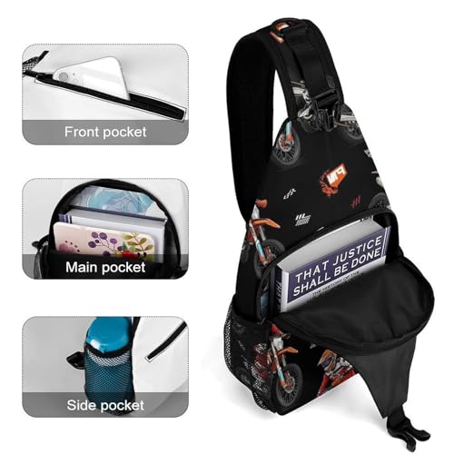 Fashion Chest Bag, Shoulder Bag, Dress Decor Sling Backpack, Casual Day Pack For Men And Women Motorcycle Dirt Bike4