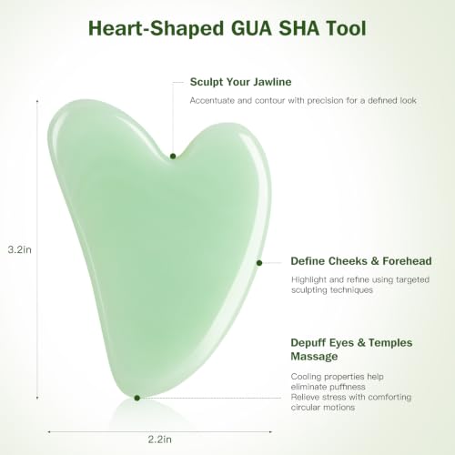 Image of airogym Jade Stone Gua Sha Massage Tool Set Larger Guasha Board with Handle, Jade Stone Guasha Scalp Comb, Muscle Scraping Massage Tools