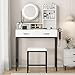 Patikuin Vanity Desk with Adjustable Rotating Mirror, Makeup Vanity Desk with 3 Color Adjustable Light, Power Outlet & USB, Makeup Table with Storage Shelves, 2 Drawers & Stool for Bedroom, Black