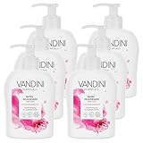 VANDINI 6x Nutri Flüssigseife Spender mit Pfingstrosenblüte Duft 300ml - Made in Germany Spender...