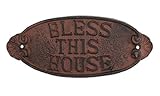 Treasure Gurus Cast Iron Bless This House Sign ~ Religious Plaque