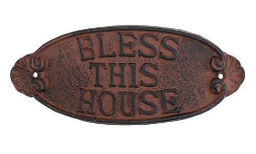 Treasure Gurus Cast Iron Bless This House Sign ~ Religious Plaque