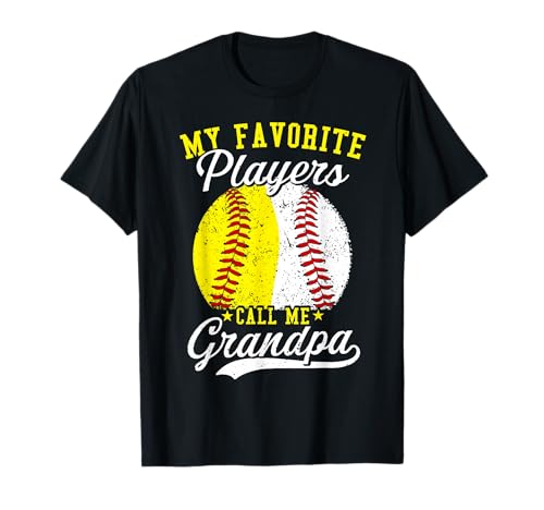 Funny My Favorite Baseball Softball Player Calls Me Grandpa T-Shirt
