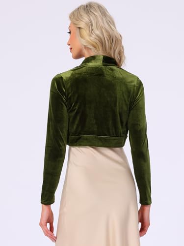 Image of Allegra K Women's Long Sleeve Velvet Shrug Cocktail Party Open Front Cropped Bolero Cardigan Top