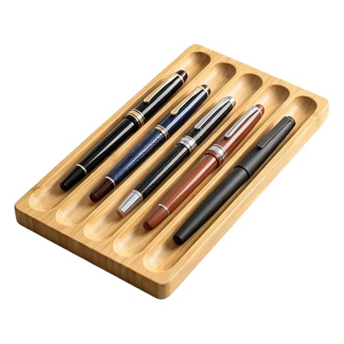 Bamboo 5-Slot Pen Tray