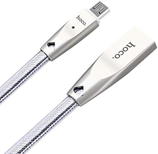 كابل شحن يو9 مصنوع من قماش محبوك مع هلام وخليط الزنك، صغير، فضي