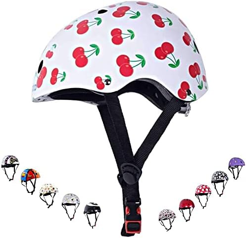 Kiddimoto Kids Patterned Helmet (Cherry, Medium)