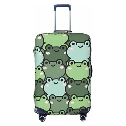Travel Luggage Cover Suitcase Elastic Washable Stretch Cute Frogs Head Cartoon Suitcase Protector Bag,Anti-Scratch Spandex Double-Sided Baggage Covers For Wheeled Suitcase Kid Adult, Black, Small