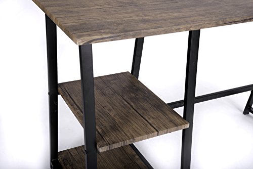Vintage Brown Finish Computer Writing Study Trestle Desk Modern Vintage Home Office - Thumbnail 3