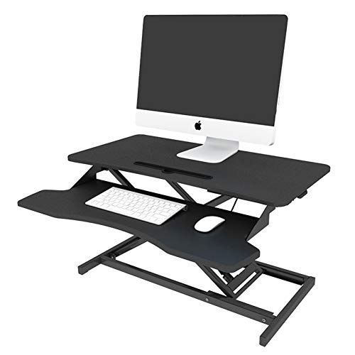 Black Height-Adjustable Desk, Computer Desk, Standing Desk with Table Top, 80 x 40 cm, Office Seat,...