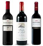  Pack de Vinos para regalar: Ramon Bilbao Vino Rioja crianza, Abadía del Roble La Mancha tinto, Lagar de Robla mencía bierzo - Ideal para navidad, 3 botellas de 75cl
