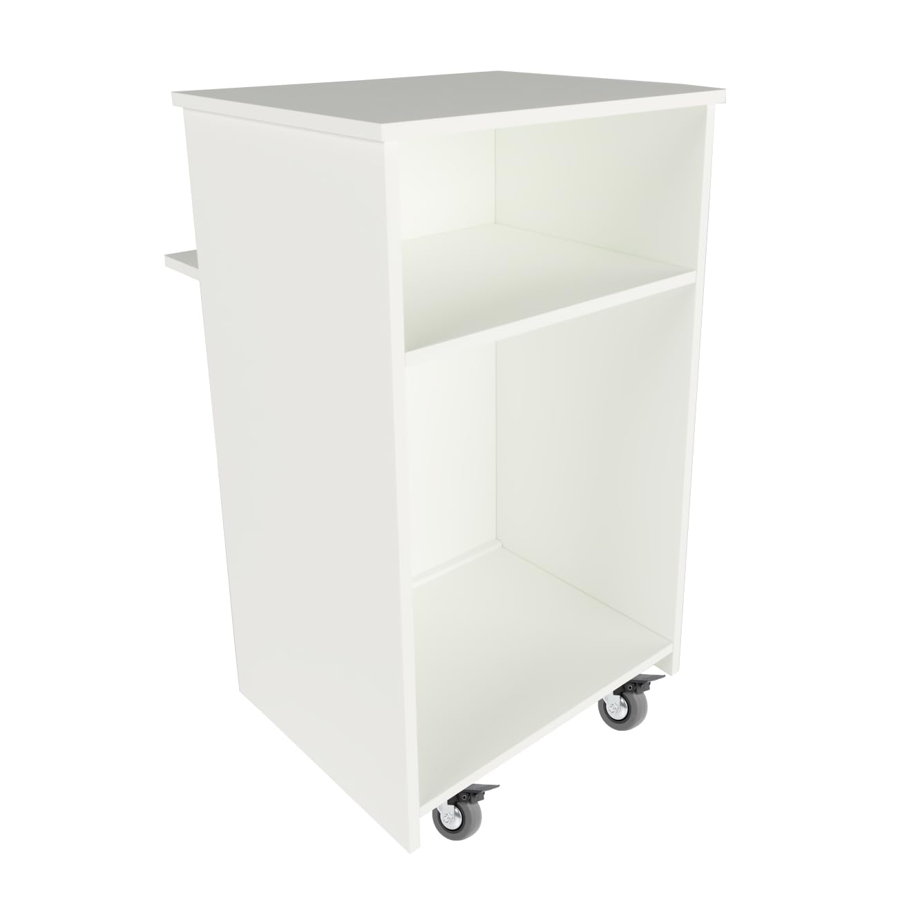 Henor Comptoir EGA roulettes. 62 x 50/65 x 102 cm. 4 roulettes Pivot et Frein Max 135kg. Ideal Bureau. Commerce. Clinique. Blanc.