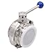 DERNORD Sanitary Butterfly Valve with Pull Handle Stainless Steel 304 Tri Clamp Clover (3" Tube OD)