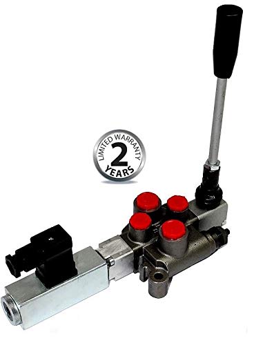 HYD Monoblock Valve 1 Bank 1/4 BSP 20 l/m D/A Cylinder Spool, 12V DC Solenoid Cntl