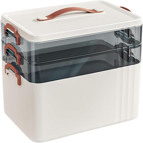 TOOSOAR Boîte Pharmacie Rangement,Multi-Couches avec Poignée,pour Bijoux,Médicaments,...