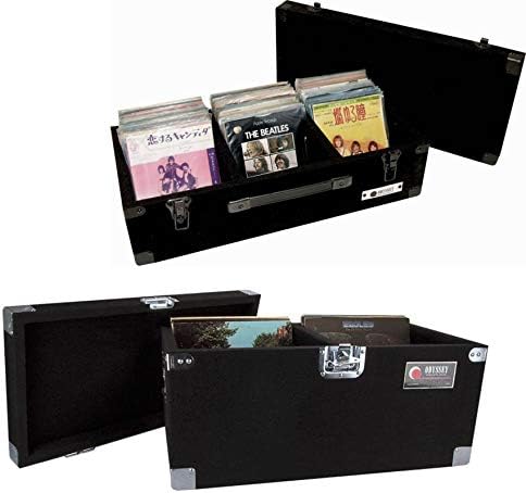 Odyssey CLP200P Carpeted Pro DJ Case for 200 LP Vinyl Records with Detachable Lid and C45200 Carpeted DJ Case for 7/45 RPM Vinyl Records