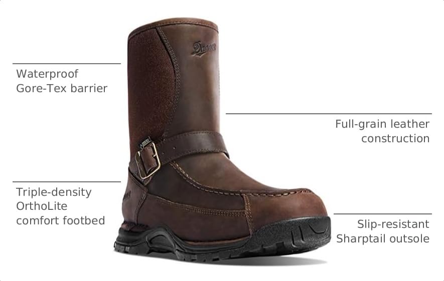 Image of Danner Sharptail 10 inch Rear-Zip Hunting & Upland Hiking Boots for Men - Waterproof Full-Grain Leather & 900D Nylon with Gore-Tex & Traction Outsole