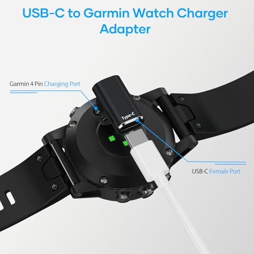 USB-C zu Garmin Watch Ladekabel Ladegerät Adapter 4Stück,Winkel Type-C Ladeadapter für Garmin Fenix 9 8 7 6 Solar,Vivoactive 5/4S… – Ansicht 2
