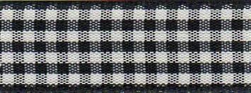 25mm Berisford Gingham Ribbon 10 Black - per metre
